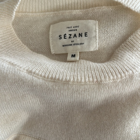 Sezane wool cashmere blend sweater Ruffle Jumper - Picture 4 of 5